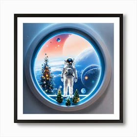 Astronaut Watching Earth From Spaceships Window An Art Print