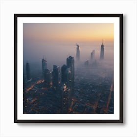 Dubai Skyline At Dusk Art Print