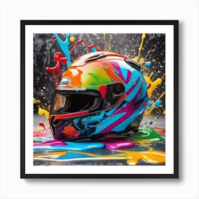 Helmet Paint Splash Art Print