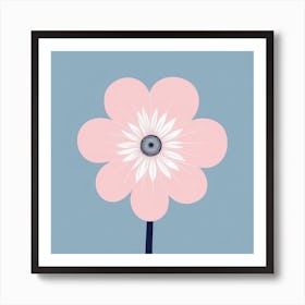 A White And Pink Flower In Minimalist Style Square Composition 717 Art Print