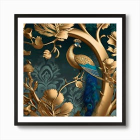 Gold Peacock 1 Art Print