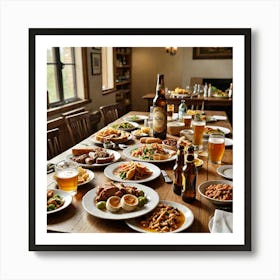 A Well Set Table Filled With An Array Of Delicious Food With A Clear Focus On A Prominently Placed B 2134749279 Art Print