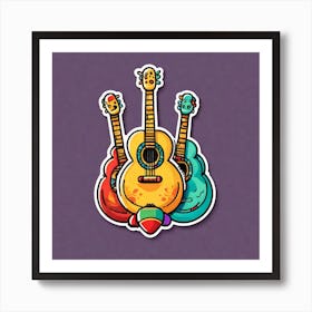 Mexican Guitar And Maracas Sticker 2d Cute Fantasy Dreamy Vector Illustration 2d Flat Centere (22) Art Print