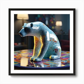 Polar Bear on Glass Tabletop Art Print