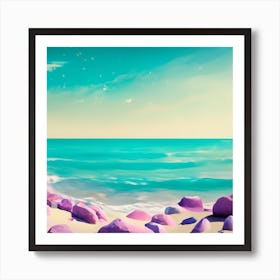 Rocky Beach  Abstract Landscape Painting Art Print