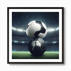 Two Soccer Balls On The Field Art Print
