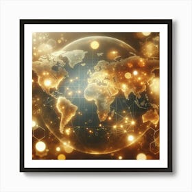 Golden World Globe Art Print