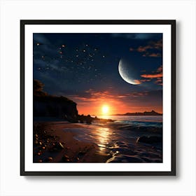 Sunset At The Beach Art Print