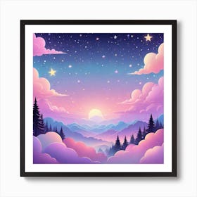 Sky With Twinkling Stars In Pastel Colors Square Composition 134 Art Print