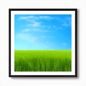 Green Grass A Blue Sky And A Background Of Calm Colors Suitable As A Wall Painting With Beautifu (8) Art Print