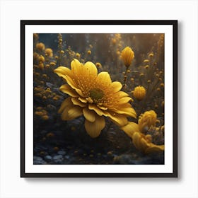 Yellow Flowers In A Field Art Print