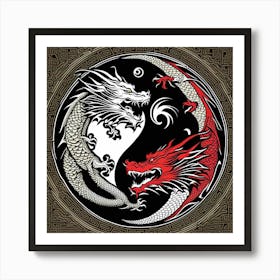 Dragon Yin Yang Art Print