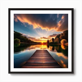 Sunset At The Dock Art Print