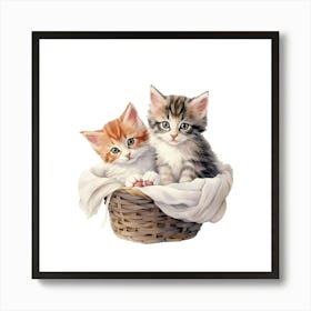 Kittens In A Basket.1 Art Print