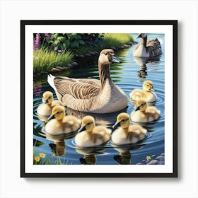 Family Of Geese Art Print