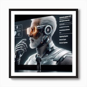 Man In Front Of A Robot Art Print