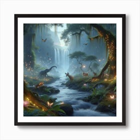 Forest At Night Art Print