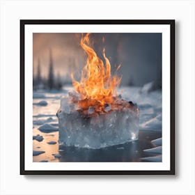 Ice Cube On Fire Art Print