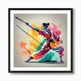 Karate Girl - Martial Arts - Bo Staff 2 Art Print