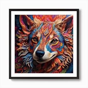 Dreamshaper V7 A Psychedelic Representation Of A Dogs Face Wit 0 Art Print