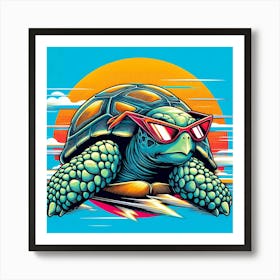 Turtle With Sunglasses Art Print