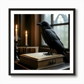 Raven Sitting On Book Art Print