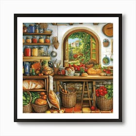 Kitchen In The Countryside Art Art Print