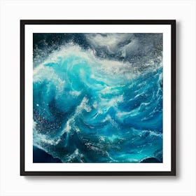 Midnight Waves Square Art Print