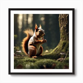 Red Squirrel In The Forest 57 Art Print