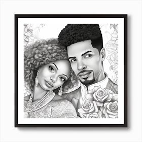 Black And White Wedding Coloring Page 3 Art Print
