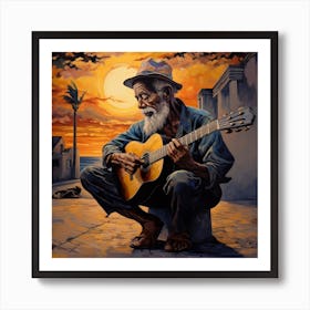 Old Man Playing Guitar 15 Art Print
