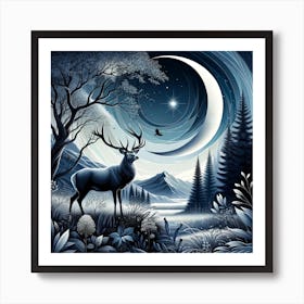 Deer In The Forest 9 Art Print