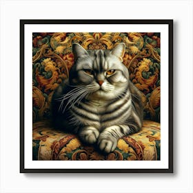 Cat Sitting On A Chair Art Print