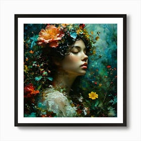 Cosmic Glowing Flower Brilliant Hues Characterart Klimt And Mucha Mysteriousrococo Victorian (1) Art Print