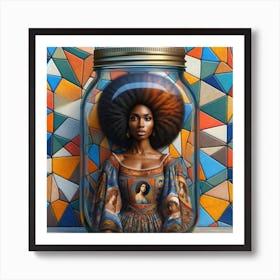 Afro Woman In A Jar Art Print