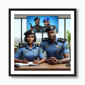 Police Officers In Uniform Art Print