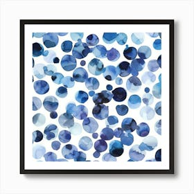 Blue Watercolor Dots 1 Art Print