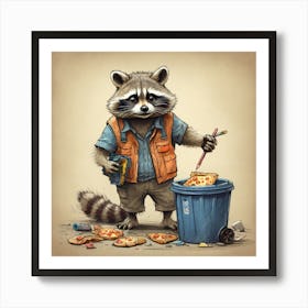 Raccoon Pizza Art Print