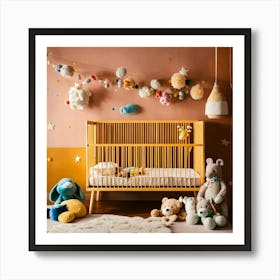 A Photo Of A Baby Crib With A Baby Sleeping In It Art Print