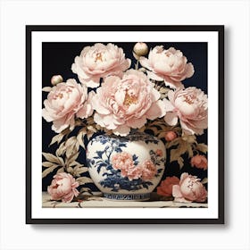 Peonies In A Vase 1 Art Print