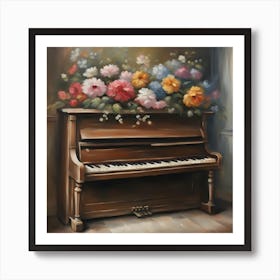 Piano With Flowers 2 Art Print