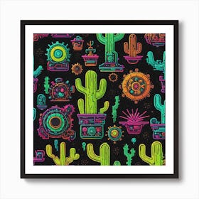 Cactus Seamless Pattern 6 Art Print