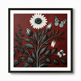 Black And White Flowers Art Print