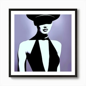 Black Hatted Woman A Female With A Black Hat Art Print