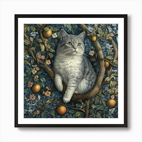 Cat In An Orange Tree Art Art Print