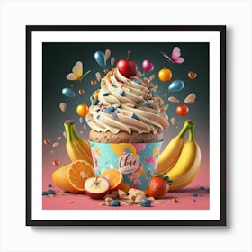 Create graphic design love cupcake illustration design 2 Art Print