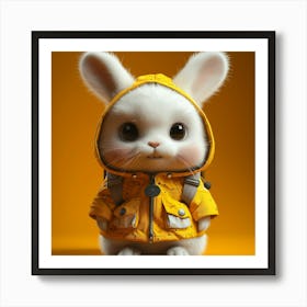 Bunny In Raincoat Art Print