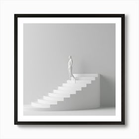 Person Walking Up The Stairs Art Print