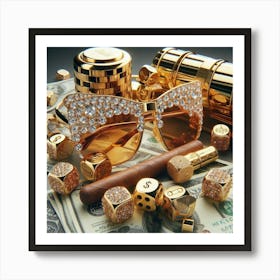 Gold Sunglasses And Money Art Print