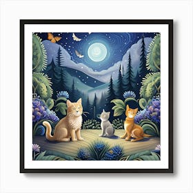 Cats In The Forest Art Print